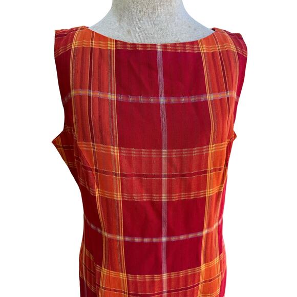 Dani Max 80s Red Orange Plaid Day Dress Size 6 - Picture 3 of 8